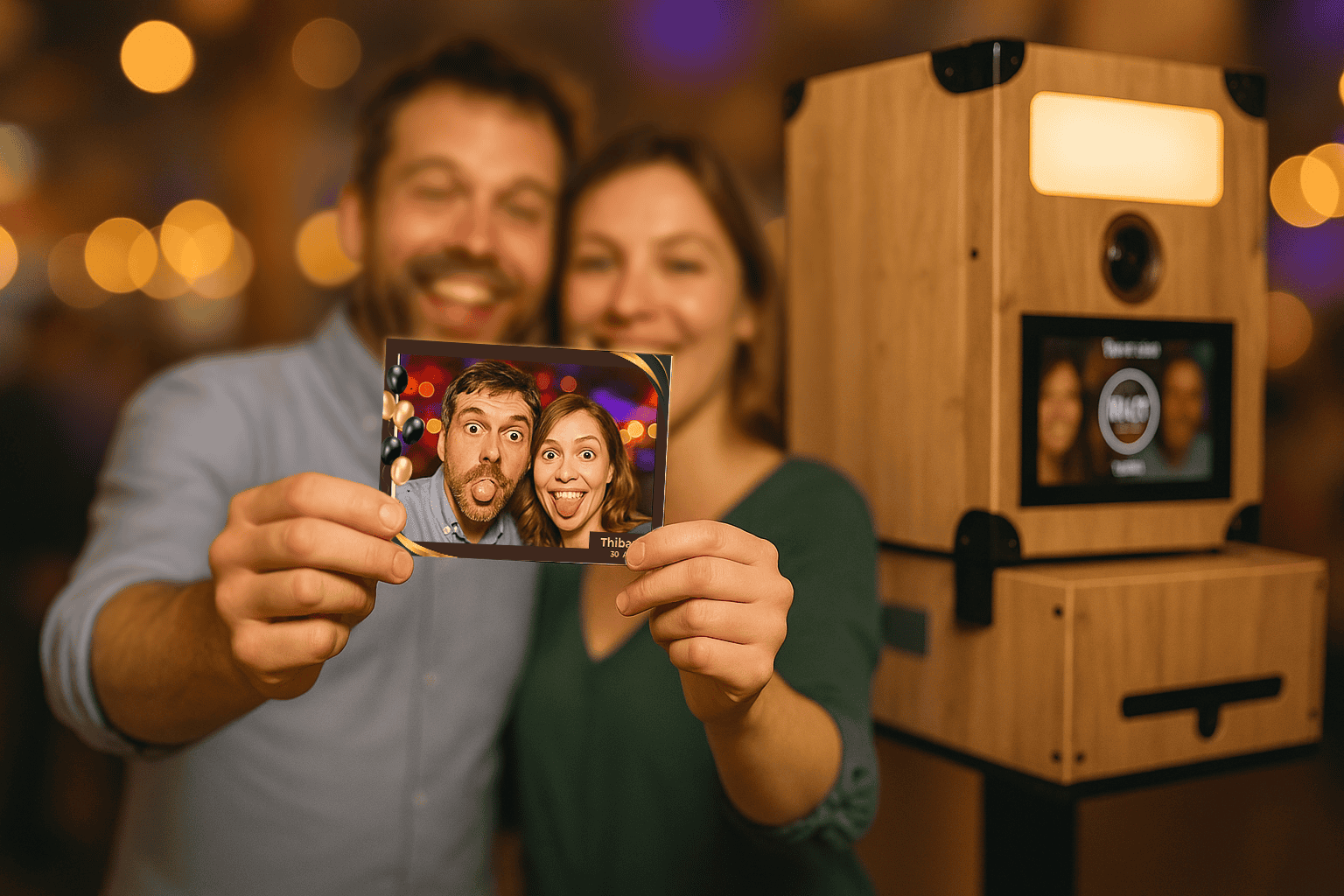 Couple posant devant la photobox PixMyEvent